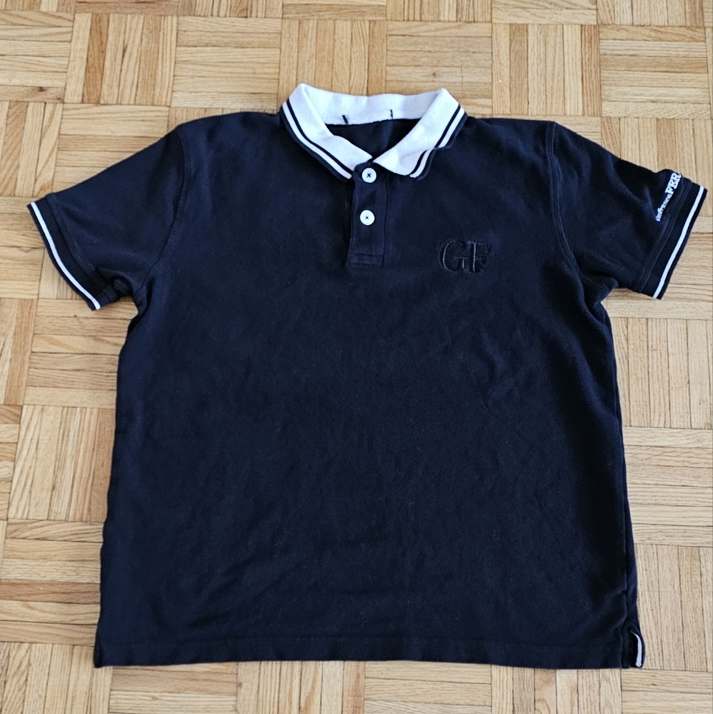 GIANFRANCO FERRE Woman's Black and White collar Polo Shirt,Sz. M.     B-34